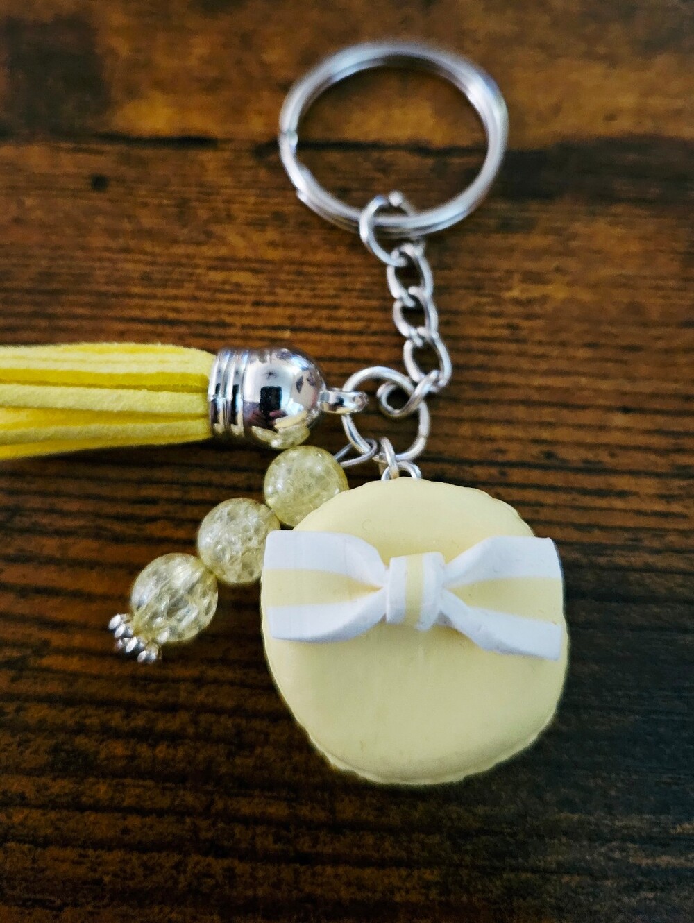 Yellow Bow Macaron Keychain and Card Holder Charm